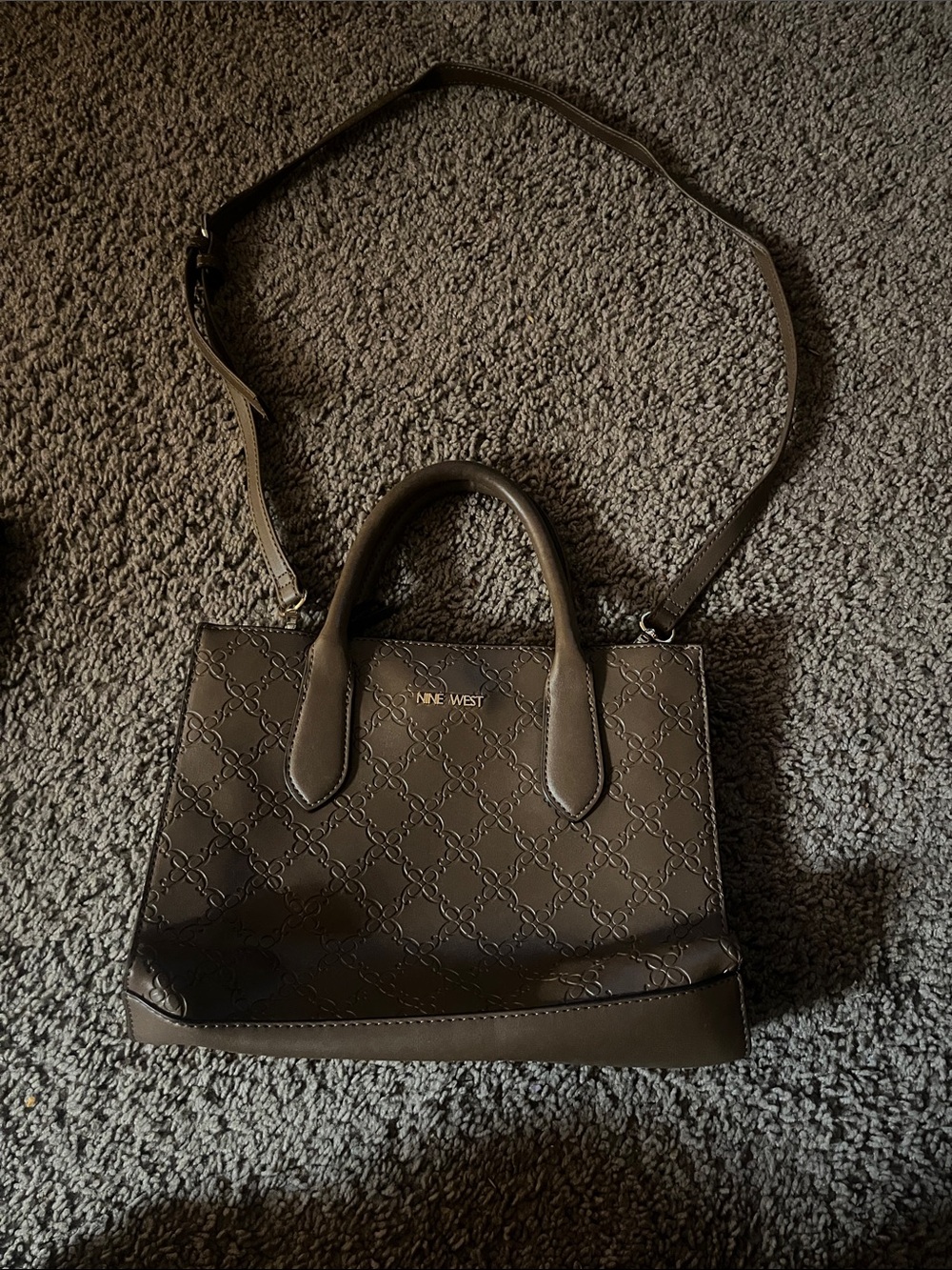 Nine West Taupe Embossed Crossbody Satchel